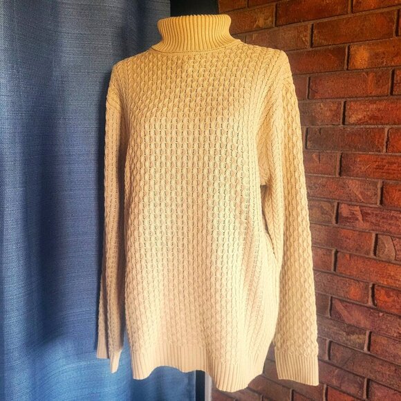 Coofandy Turtleneck Cableknit Textured Rich Tan Sweater Women's - Size L - Picture 1 of 10